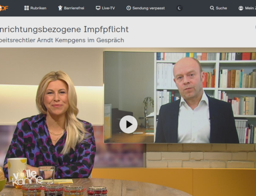 ZDF live 27.1.22: Einrichtungsbezogene Impfpflicht auf dem Prüfstand. RA Kempgens im ZDF Live-Interview zu allen Hintergründen und Rechtsfragen.