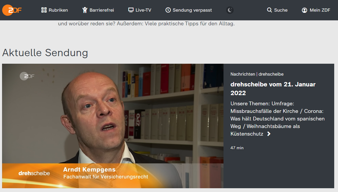 ZDF 21.1.22: Welche Versicherung greift bei Einbruch. RA Kempgens im Interview mit allen wichtigen Tipps.
